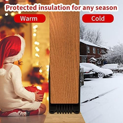 2 Pack Door Draft Stopper, 36” Length Cuttable Weather Stripping Door Seal, Strong Adhesive Door Sweep for Exterior and Interior Doors (2, Black)