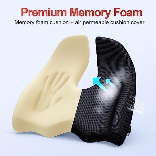 Benazcap Large Ergonomic Seat Cushion Relieves Sciatica & Tailbone Pain