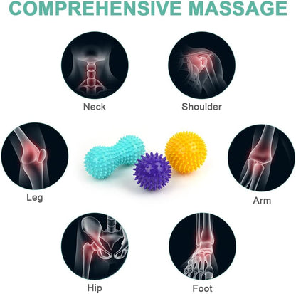 URAQT Spiky Massage Ball Set, 2 Pack Physical Therapy Massage Balls, Hard Lacrosse Ball & Spiky Massage Ball for Myofascial Release and Trigger Point Deep Tissue Massage (Purple)