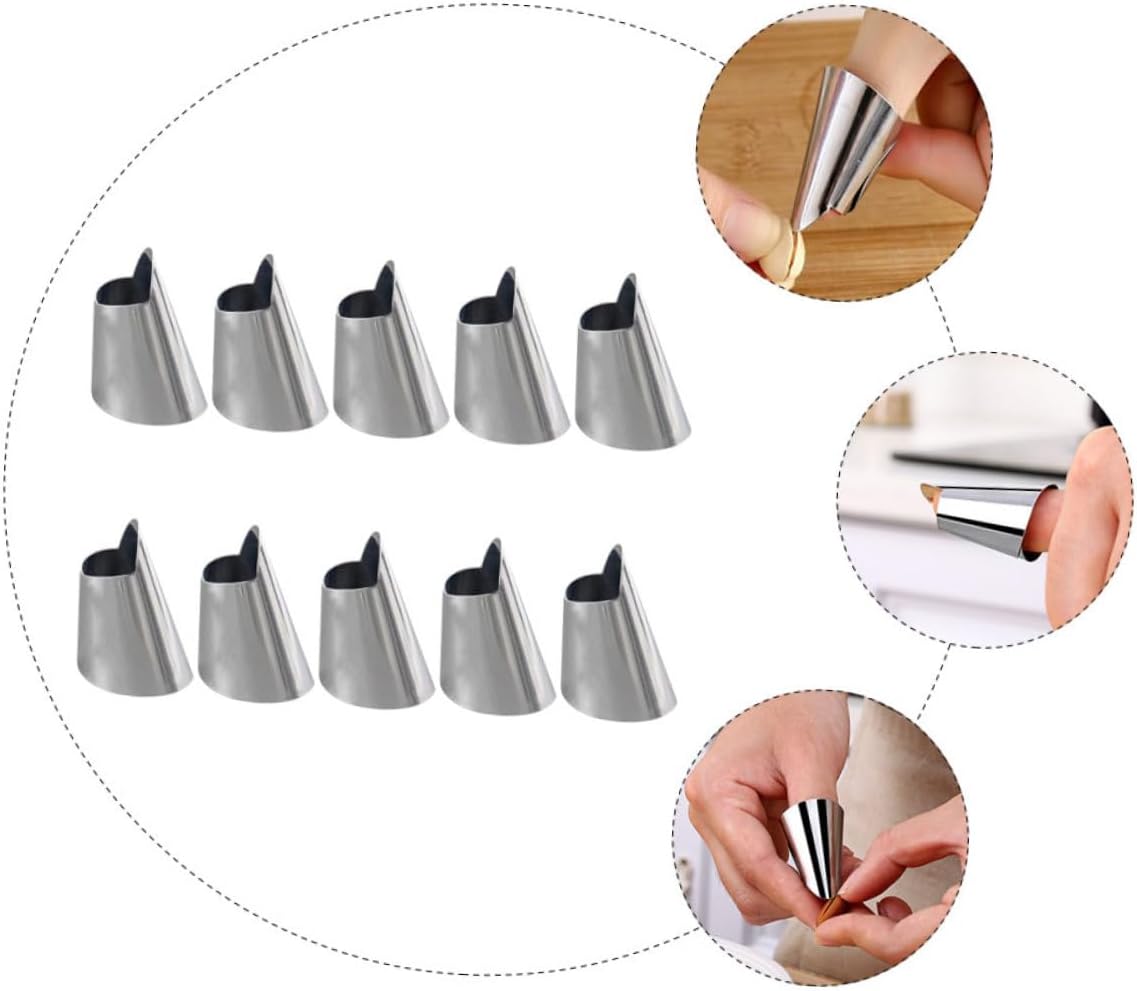 Gatuida 10pcs Vegetable Peeler Slice Finger Protectors Cutting Chopper Guards Reusable Stainless Steel Safety Finger Cover