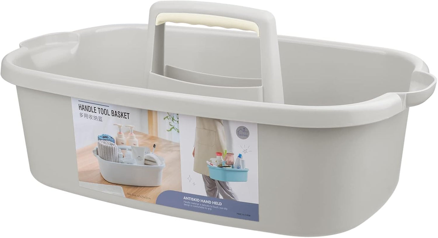 JiatuA Large Cleaning Supplies Caddy Portable Shower Caddy Basket Dark Gray | Sturdy Supply Organizer with Handle Plastic Bucket Tool Storage for Bathroom Bedroom Kitchen Garden College Dorm Essentials