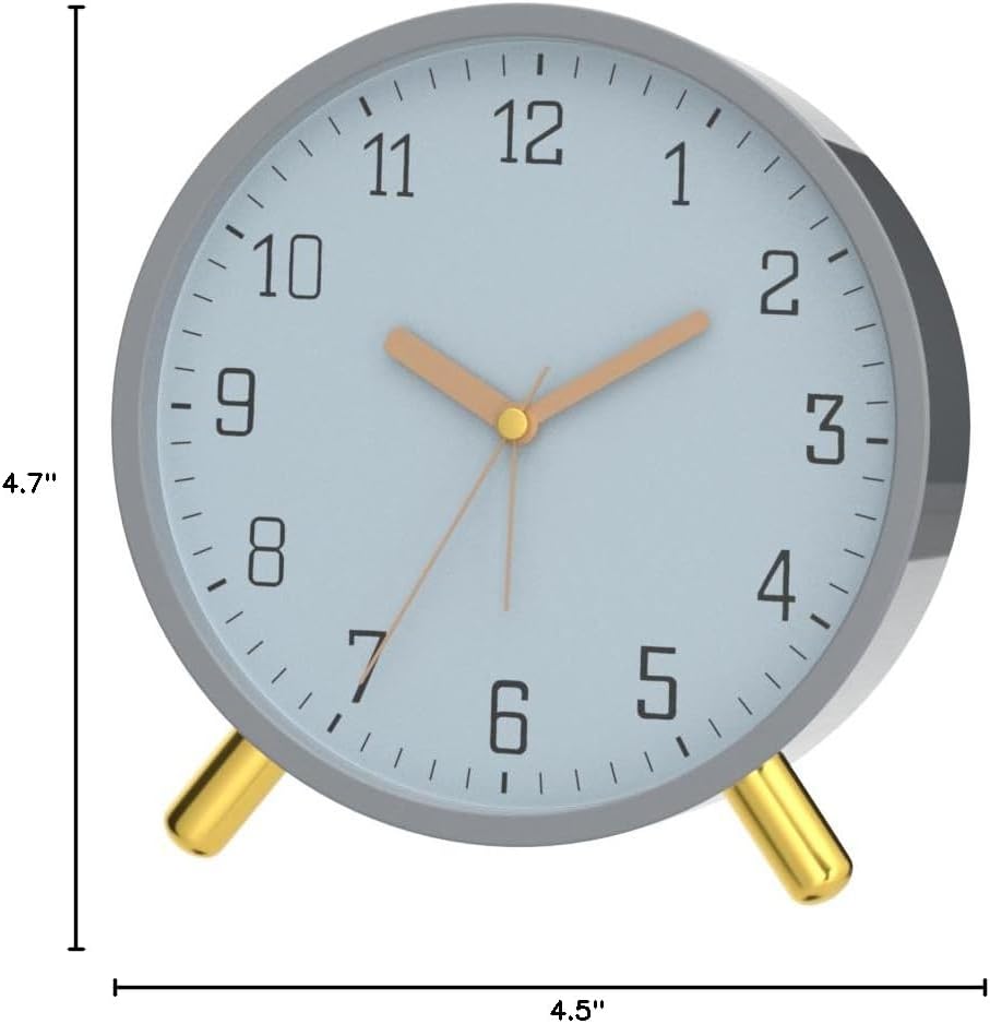 SHISEDECO Small Analog Alarm Clock, Battery Operated Desk Clock, White