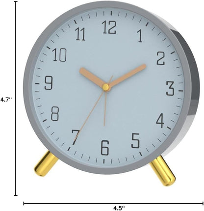 SHISEDECO Small Analog Alarm Clock, Battery Operated Desk Clock, White