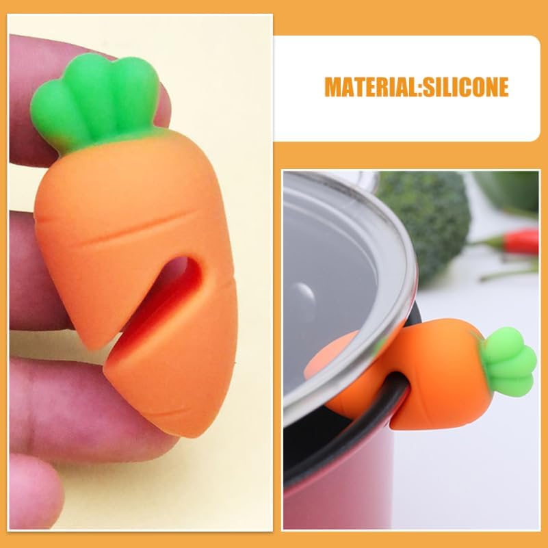 Silicone Pot Lid Lifter Clip Heat Resistant Spill Proof Pan Cover Holder for Soup Porridge Cooking Boil over Prevention Kitchen Gadget