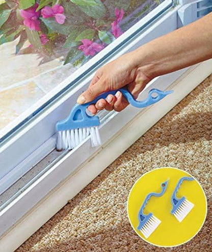2pcs Hand-held Groove Gap Cleaning Tools Door Window Track Kitchen Cleaning Brushes (Sky Blue)