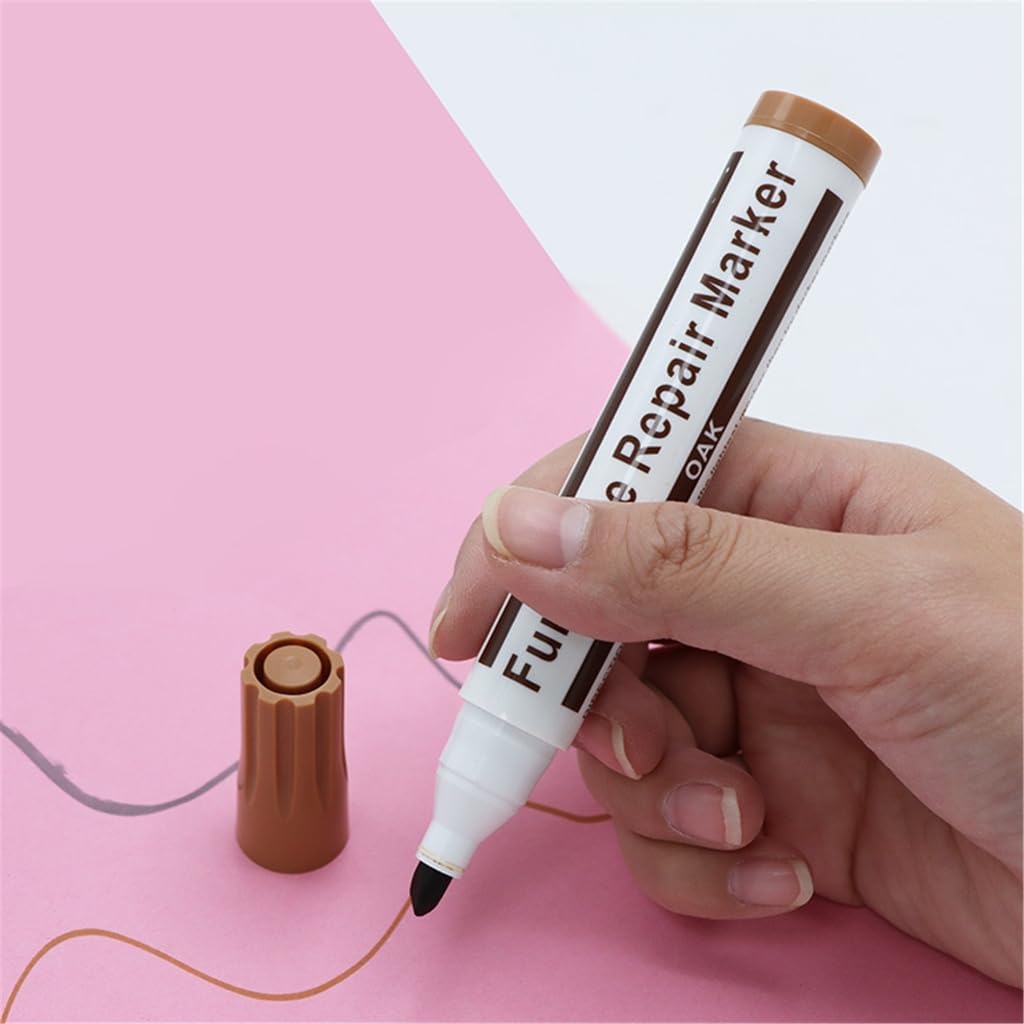Furniture Pens for Touching Up, Wood Scratch Repair Markers, Professional Repair Tool for Scratches, Wood Floors, Tables (Dark Brown)