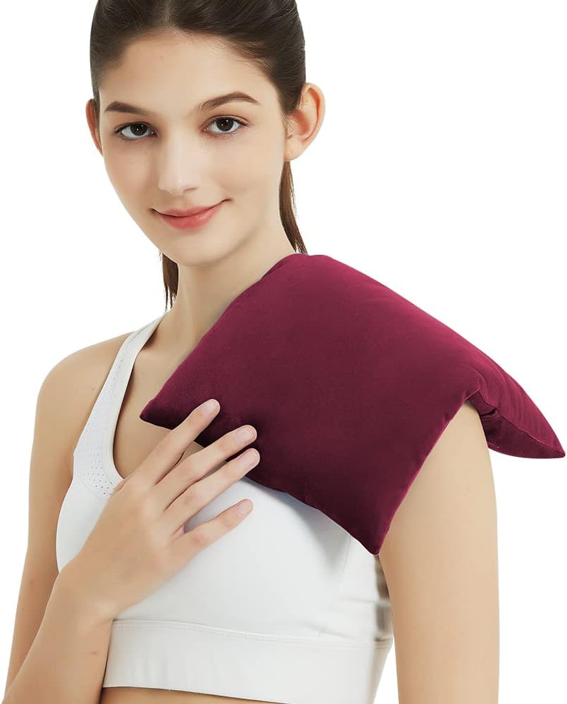 MORLIDEN Microwavable Heated Neck Wrap Warmer and Shoulder Weighted Heating Pad Microwave for Hot and Cold Compress - Purple