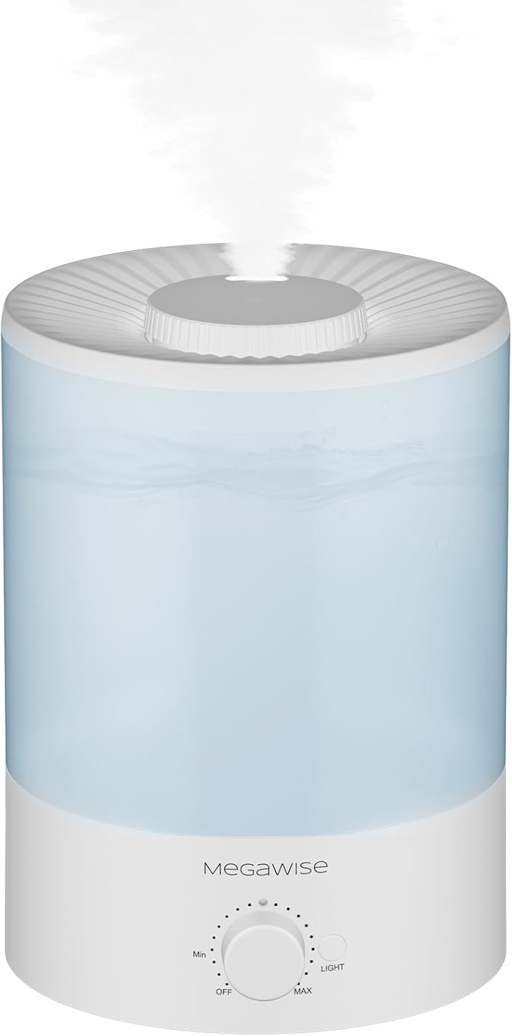 MEGAWISE Cool Mist Humidifier,Ultrasonic Humidifier with Aroma & LED Light
