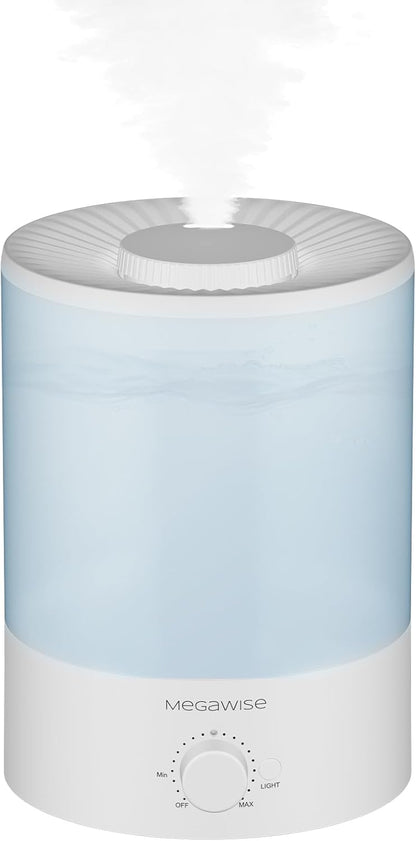 MEGAWISE Cool Mist Humidifier,Ultrasonic Humidifier with Aroma & LED Light