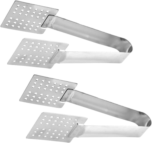 Luxshiny Tea Bag Clamp Set of 2 Stainless Steel Tea Bag Squeezer Tongs with Strainer and Solid Side Multipurpose Food Clip for Ice Cubes Bags Dishwasher Safe 5.51 X 1.57 X 0.78 in