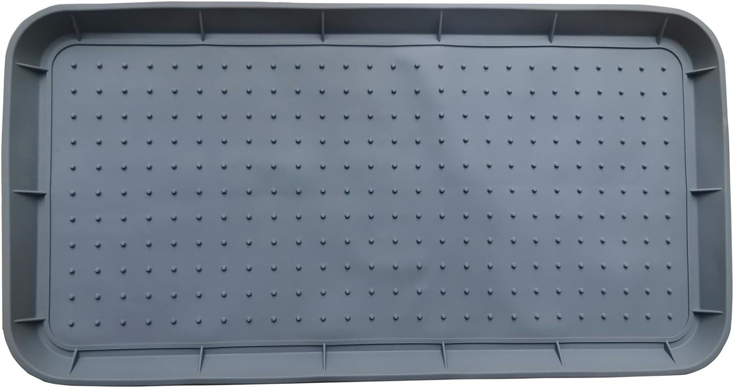 Boot Tray for Entryway,Hard Plastic Boot Mat,Shoe Tray,Shoe Mat for Indoor and Outdoor Use (Black Flower (Hard Plastic), 29.5X14.9 inch)