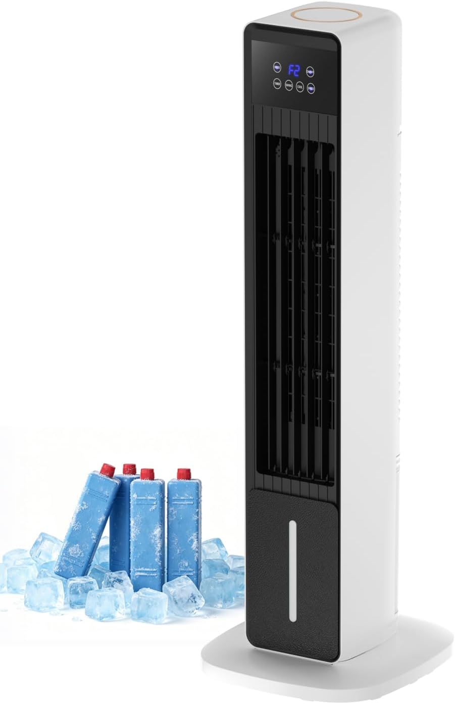 Evaporative Air Cooler, 3-in-1 Portable AC Tower Fan Air Conditioner with 4 Modes & 3 Speeds, 24H Timer, Remote 60°Oscillating Tower Fan, Quiet Swamp Cooler, Tower AC for Bedroom Office, 36inch, Black