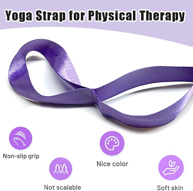 Oak-Sports Stretching Strap Yoga Strap for Physical Therapy with 10 Loops, Yoga Straps for Stretching, Upgraded Non-Elastic Stretch Band for Pilates, Dance and Gymnastics with Workout Guide