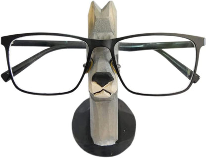 Red Dollar Handmade Wood Carved Animal Eyeglass Holder, Cute Sunglasses Display Stand, Nightstand Home Office Desk Decor, Christmas Holiday New Year Business Gift for Men Women Adults (Dog)