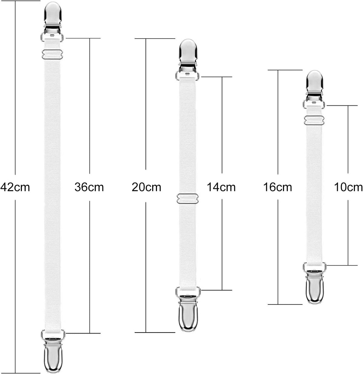 Boao 12 Pcs Bedsheet Strap Elastic Clip, White, 4-8 Inch Length