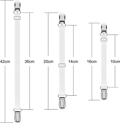 Boao 12 Pcs Bedsheet Strap Elastic Clip, White, 4-8 Inch Length