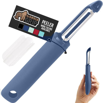 GORILLA GRIP® Patented BPA-Free Vegetable Peeler, Extra Sharp Swivel Stainless Steel Blades with Guard, Comfortable Soft Handle, Easily Peel Carrots or Fruit, Potato Eye Remover, Dishwasher Safe, Mint