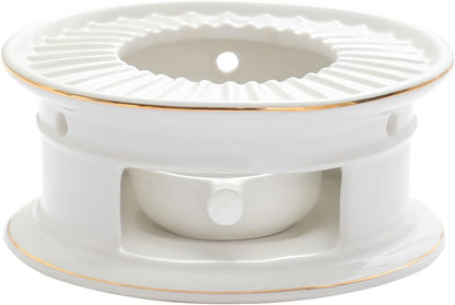 CHENP.HMC Teapot Warmer, Ceramic Tea Warmer with Tealight Holder(White) | Teapot Heater for Heating Coffee, Milk, Tea Light Heater, Candle Warmer