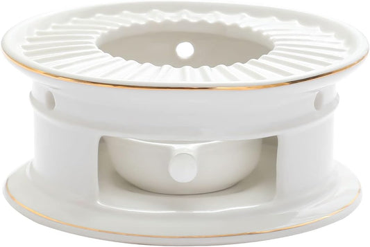 CHENP.HMC Teapot Warmer, Ceramic Tea Warmer with Tealight Holder(White) | Teapot Heater for Heating Coffee, Milk, Tea Light Heater, Candle Warmer