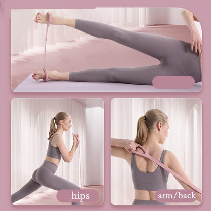 Figure 8 Resistance Band, Arm Back Shoulder Exercise Elastic Rope Stretch Fitness Band, Foot, Leg, Hand Stretcher, Arm Exerciser for Yoga Pilates Stretching Physical Therapy, Home Gym Workout