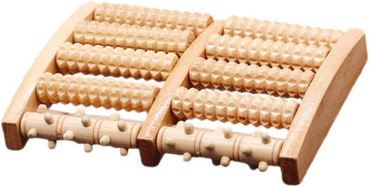 Wooden Foot Therapy Roller Massager 5-Row Acupressure Ball Foot Massager for Plantar Relief and Reflexology Massage at Home for Men and Women