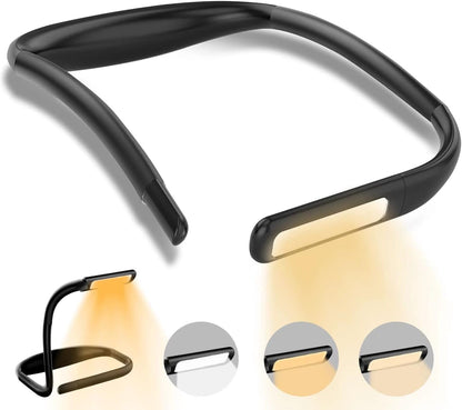 LED Neck Reading Light for Books: 3 Color Adjustable Bendable Arms Black