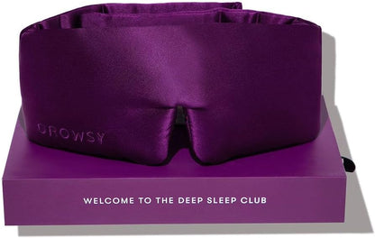 DROWSY Silk Sleep Mask - Face-Hugging, Padded Cocoon for Luxury Sleep in Total Darkness - 100% Pure Mulberry Silk, Skin-Hydrating & Adjustable (Midnight Blue)