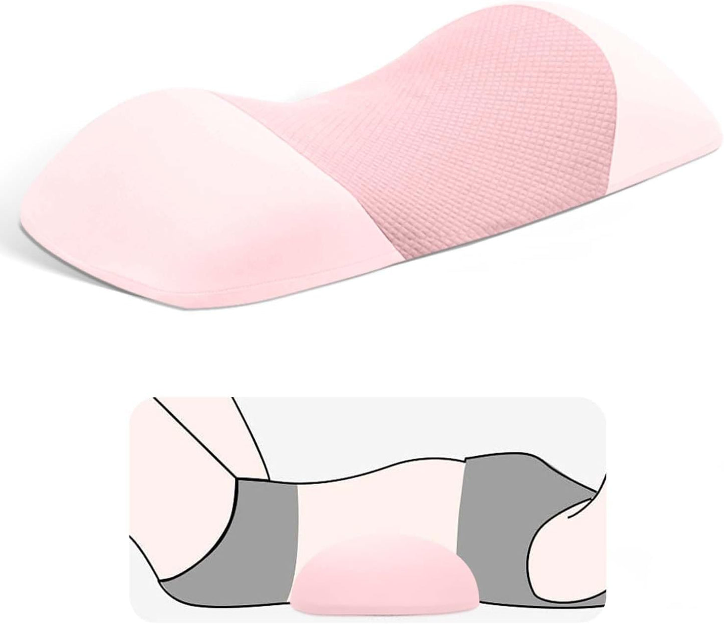 Lumbar Support Pillow for Sleeping,Premium Memory Foam Lower Back Pain Relief Bed Rest Support Pillows for Car Bed,Couch,Waist Support Care Cushion,Sleep Lumbar Pillow (Black Grey)