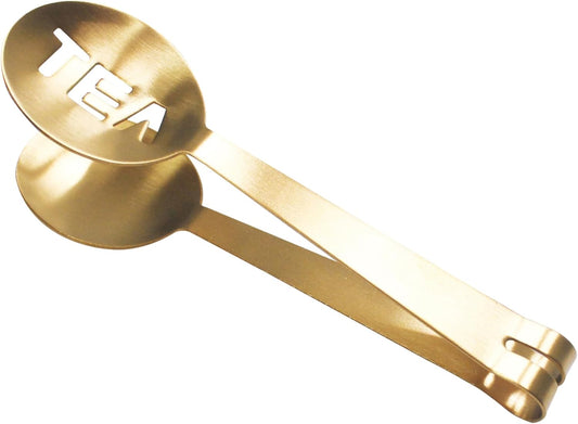 Tea Bag Squeezer, 4.8inch Stainless Steel Golden Squeezer Tongs, Teabag Squeezer, Tea Strainer Holder Clip, Tea Filter Spoon Clamp, for Loosing Leaf, Gripping Ice Cube, Sugar