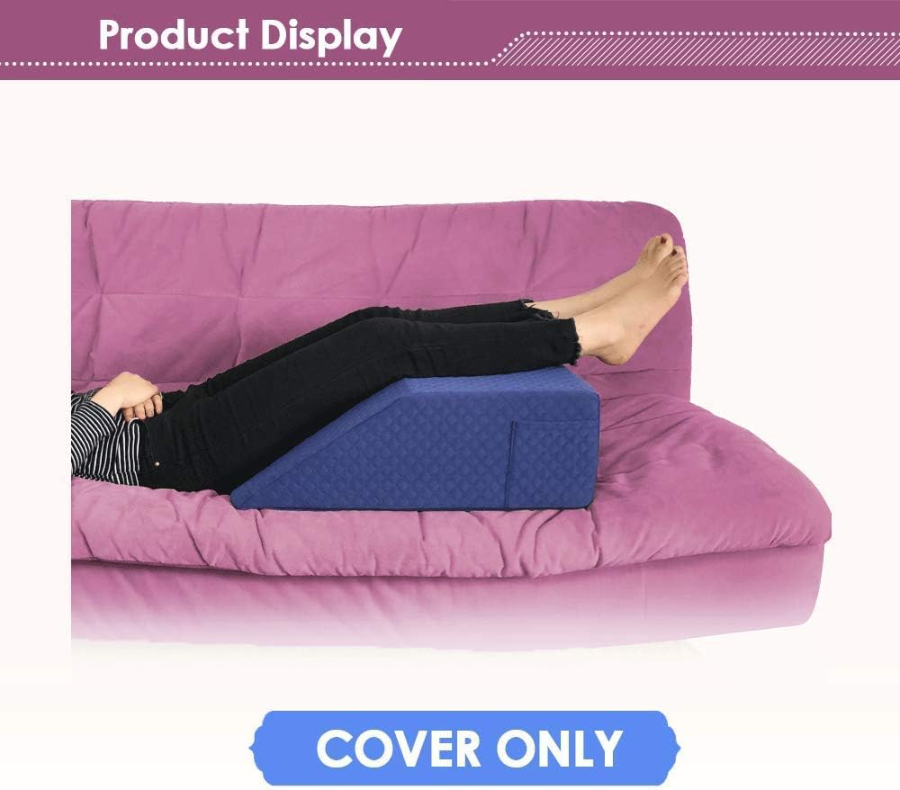 Wedge Pillow Cover case Leg Elevation Pillowcase Knee Post-Surgery Bed Wedge Replacement case with Pocket (Cover Only) - 24x21x8 Pillow Protector