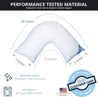 Contour L Shaped Bed & Body Support Pillow for Side Sleepers | Multi-Functional Relief Pillow for Shoulder, Hips or Knees