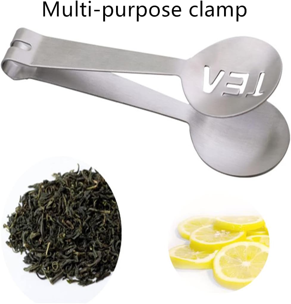 Tea Bag Squeezer, 2PCS Stainless Steel Tea Bag Spoon, Teabag Tong Strainer Holder for Loosing Leaf, Gripping Ice Cube, Sugar (Silver)