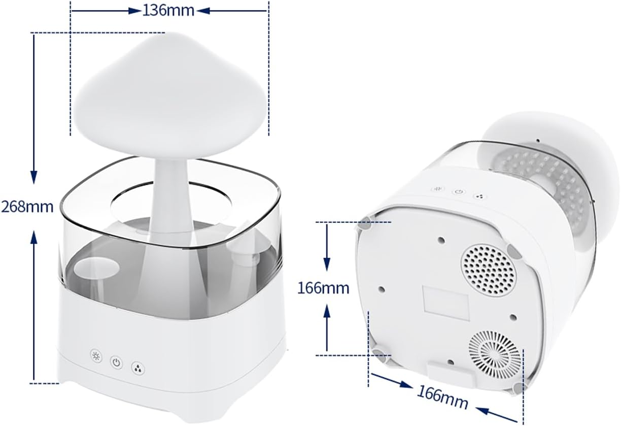 Rain Cloud Humidifier for Bedroom with Remote Control, Built-in Sound Speaker, Aromatherapy Water Drip Diffuser, LED Night Light & Raindrop Sounds for Sleep and Relaxation