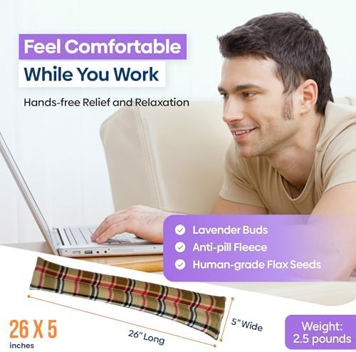 SunnyBay Microwavable Heating Pad for Neck and Shoulder, Heated Neck Wrap, Microwave Heat Pad, Weighted Beanbag Moist Hot or Cold Compress, 2.2 lbs, 26x4 Inches, Buffalo