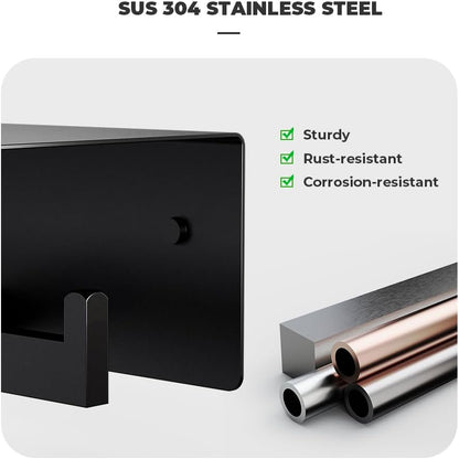 Double Toilet Paper Holder with Shelf, FreshGlow Large Tissue Holder Brushed Nickel, Wall Mount Commercial Toilet Paper Dispenser Phone Shelf Stainless Steel, Tissue Roll for Bathroom