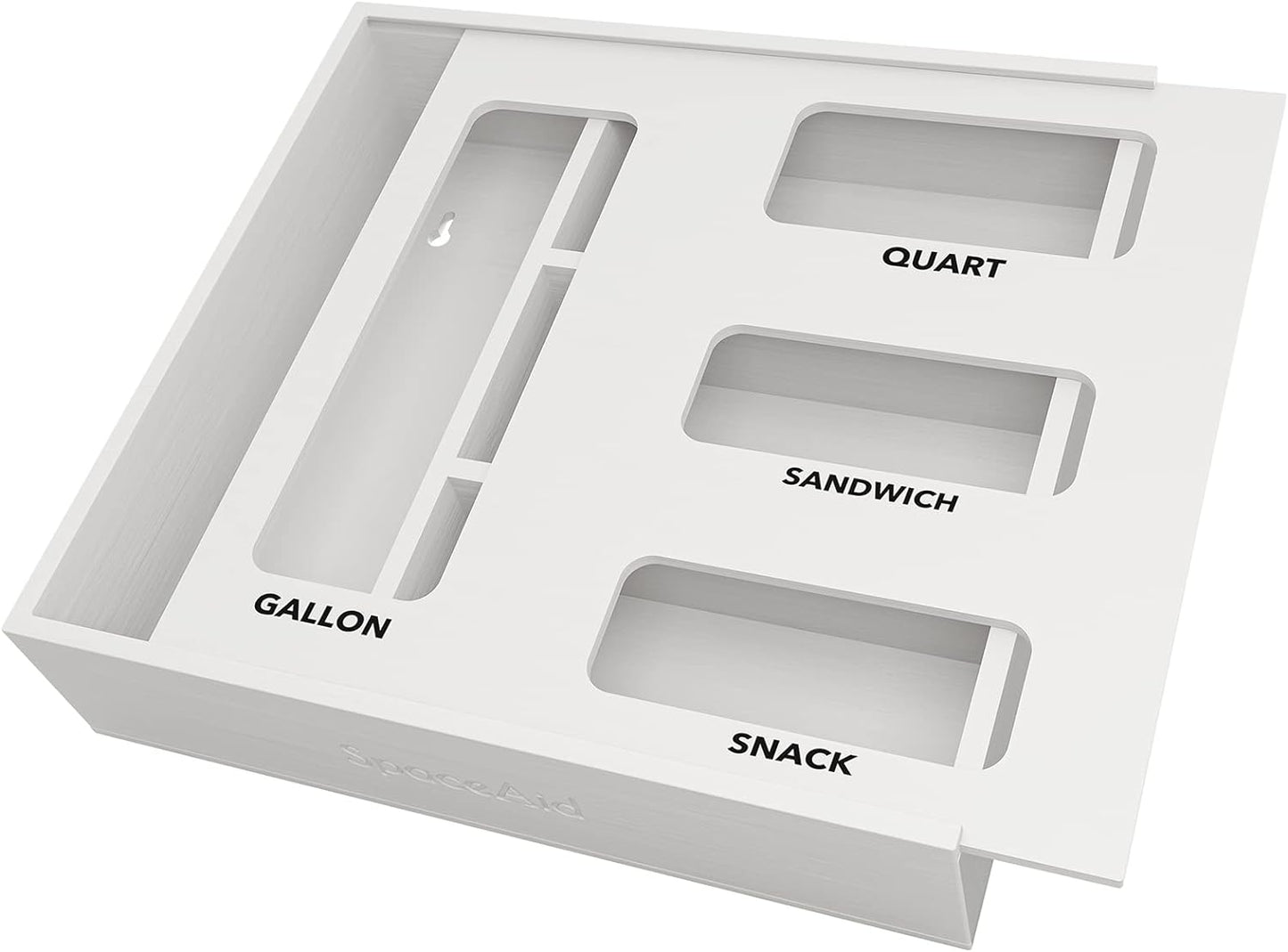 SpaceAid Bag Storage Organizer for Kitchen Drawer, Bamboo Organizer, Compatible with Gallon, Quart, Sandwich and Snack Variety Size Bag (1 Box 4 Slots)