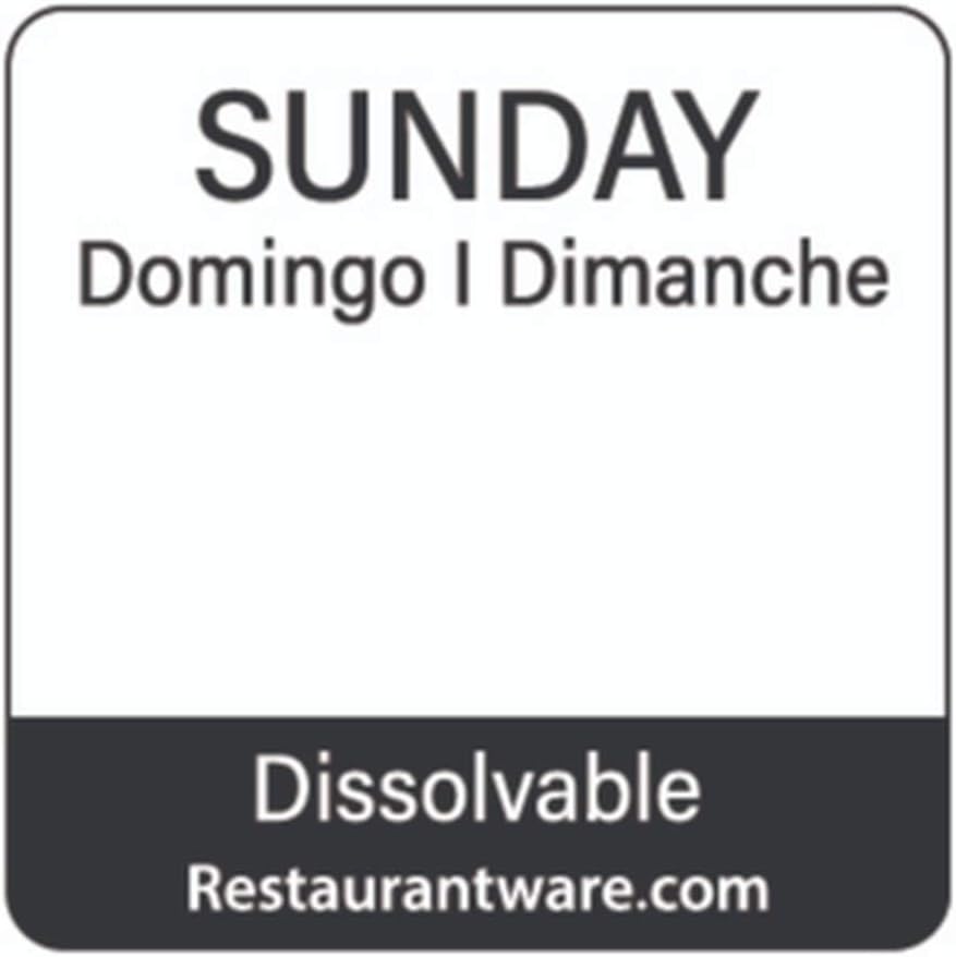 Restaurantware RW Smart 1 Inch x 1 Inch Food Rotation Labels 500 Dissolvable Food Safety Labels - Premium Trilingual Orange Paper Day Of The Week Labels For Food Storage Or Prep Saturday