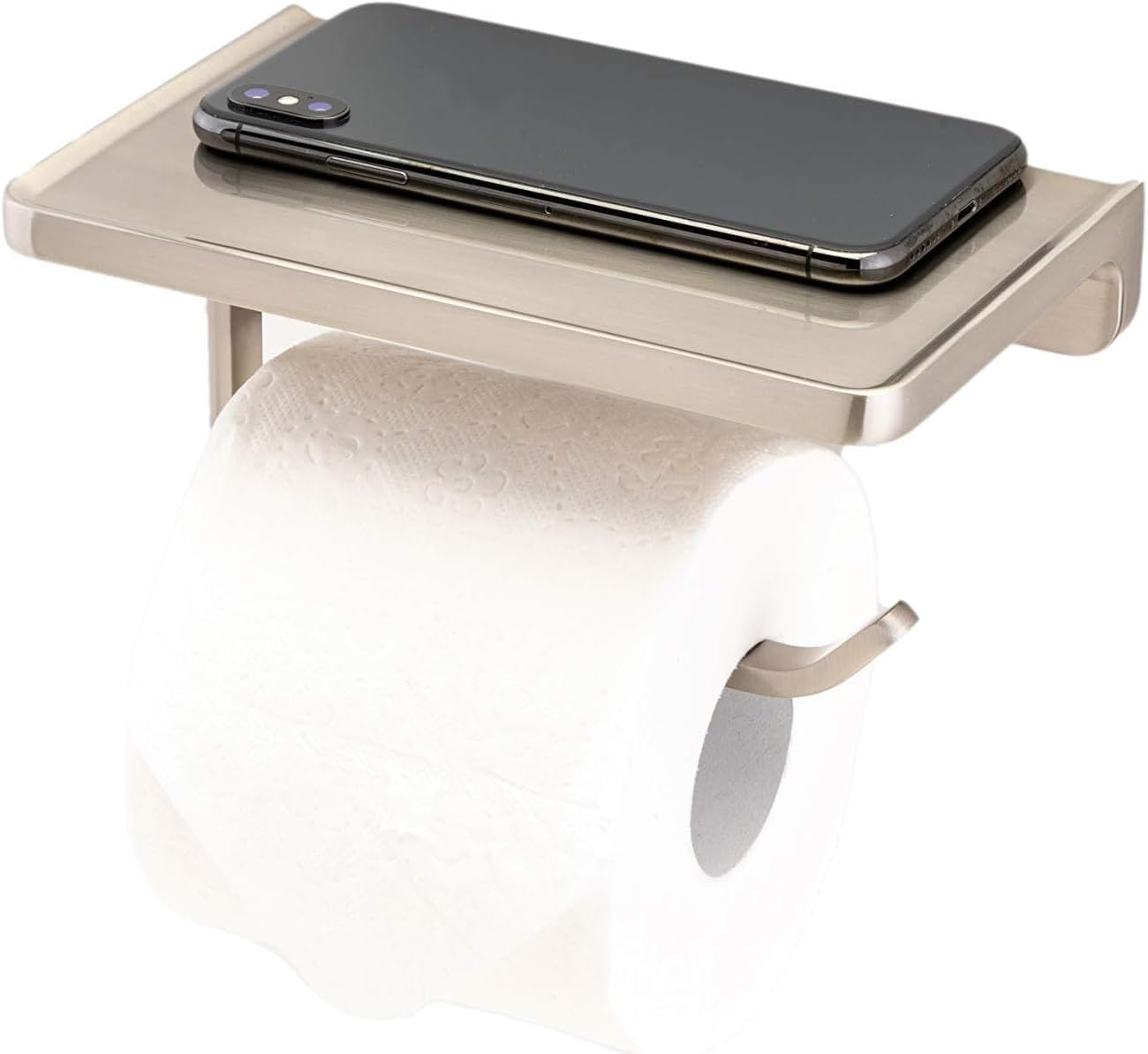 Linkaa Bronze Toilet Paper Holder with Shelf Oil Rubbed Bronze,Wall Mount | Toilet Tissue Roll Holder Dispenser with Phone Shelf Storage holder for Bathroom Kitchen丨Heavy Duty Zinc Alloy Material