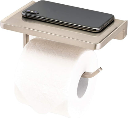 Linkaa Bronze Toilet Paper Holder with Shelf Oil Rubbed Bronze,Wall Mount | Toilet Tissue Roll Holder Dispenser with Phone Shelf Storage holder for Bathroom Kitchen丨Heavy Duty Zinc Alloy Material