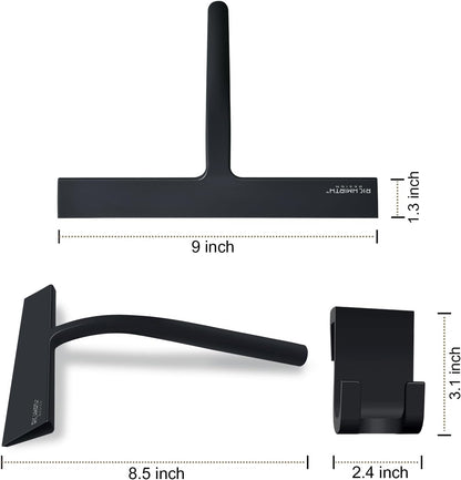 Silicone Rubber Blade & Hook Shower Window Squeegee 11" in Width Silicone Car Squeegee Bathroom Squeegee for Shower Squeegee for Shower Doors Car Window-Black