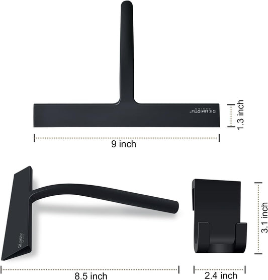 Silicone Rubber Blade & Hook Shower Window Squeegee 11" in Width Silicone Car Squeegee Bathroom Squeegee for Shower Squeegee for Shower Doors Car Window-Black