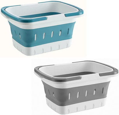 Plastic Caddy for Cleaning Supplies Products, Storage Collapsible Basket with Handles, Box Organizer Bin for Bathroom, Kitchen, College Dorm,Gym (Blue 1 pack)
