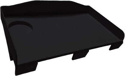 Modern Innovations Bedside Shelf for Bed, College Dorm Room, Bunk Bed Shelf/Caddy for Top Bunk, Clip On Nightstand Tray with Cord and Cup Holder for Table Storage (Black)