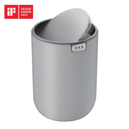 EKO Fandy 0.58 Gal/2.2L Mini Trash Can with Lid, Swing-Top Desktop Trash Can for Bathroom, Countertop, Vanity, Desk or Office, Small Garbage Bin (Blue)