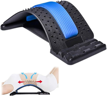 Adjustable Back Stretcher with 3 Levels Lumbar Traction Device with Acupressure Points for Lower Back Pain Relief, Spine Alignment, Flexibility & Daily Support