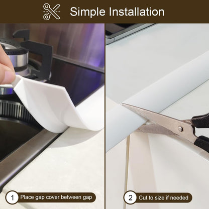 Silicone Stove Counter Gap Cover 30 Inch Side Range Gap Filler 2 Pack Black | Extra long kitchen stove gap covers, 0.2-1 inch gap, heavy 10 oz, cut to size, oven crack guards between stove and counter