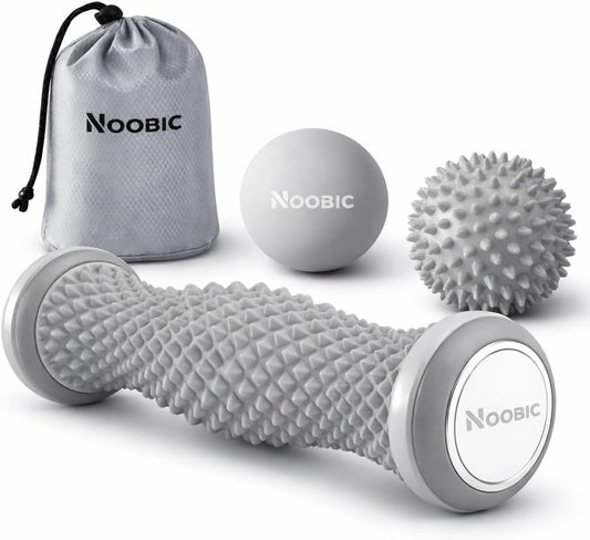 Foot Roller for Plantar Fasciitis Pain Relief – Deep Tissue Foot Massage Kit for Arch & Heel Pain, Includes Lacrosse & Spiky Massage Ball