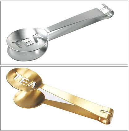 Tea Bag Squeezer Tongs,Tea Bag Squeezer,Tea Tongs,Stainless Steel Tea Tongs,Round Tea Filter Clamp,Tea Bag Strainer Clip Tea Bag Holder for Gripping Tea Strainer Spoon for Ice Sugar Cubes Bar (Gold)