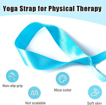 Oak-Sports Stretching Strap Yoga Strap for Physical Therapy with 10 Loops, Yoga Straps for Stretching, Upgraded Non-Elastic Stretch Band for Pilates, Dance and Gymnastics with Workout Guide