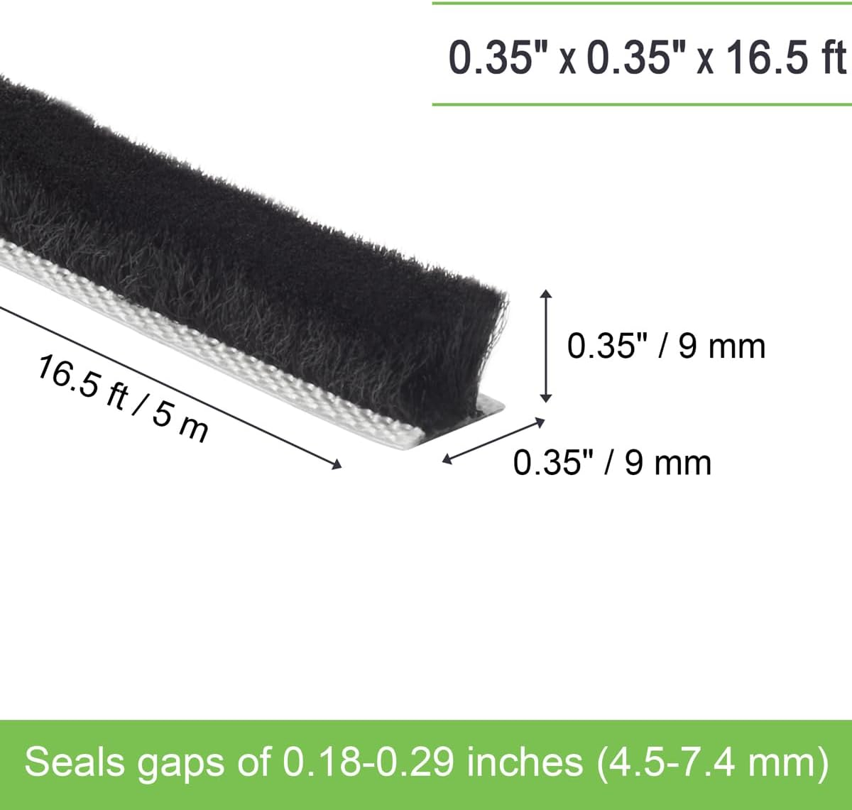 Self-Adhesive Weather Stripping Seal for Doors & Windows – Soundproof Insulation Gap Filler for Sliding, Exterior, Front, and Jamb Frames – 0.2" x 0.35" x 16.5 ft, Gray